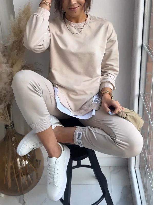 Lækkert sweat sæt med trendy oversized trøje og komfortable bukser