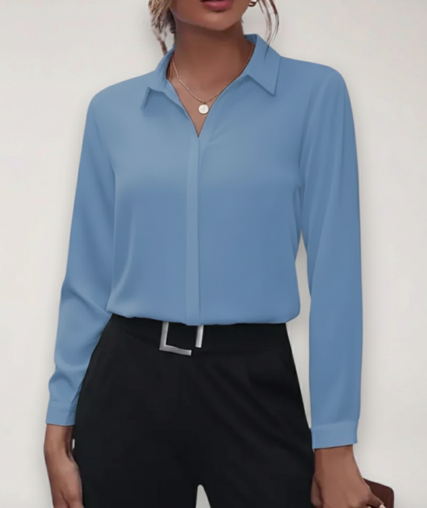Sophisticated Blus med Knappdetalj för Våren
