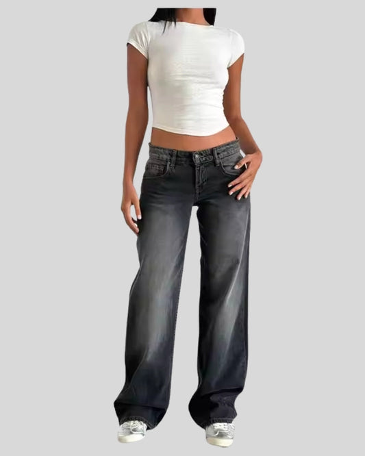 Lågmidjade baggy jeans för kvinnor – Trendig streetwear-look i Y2K-stil