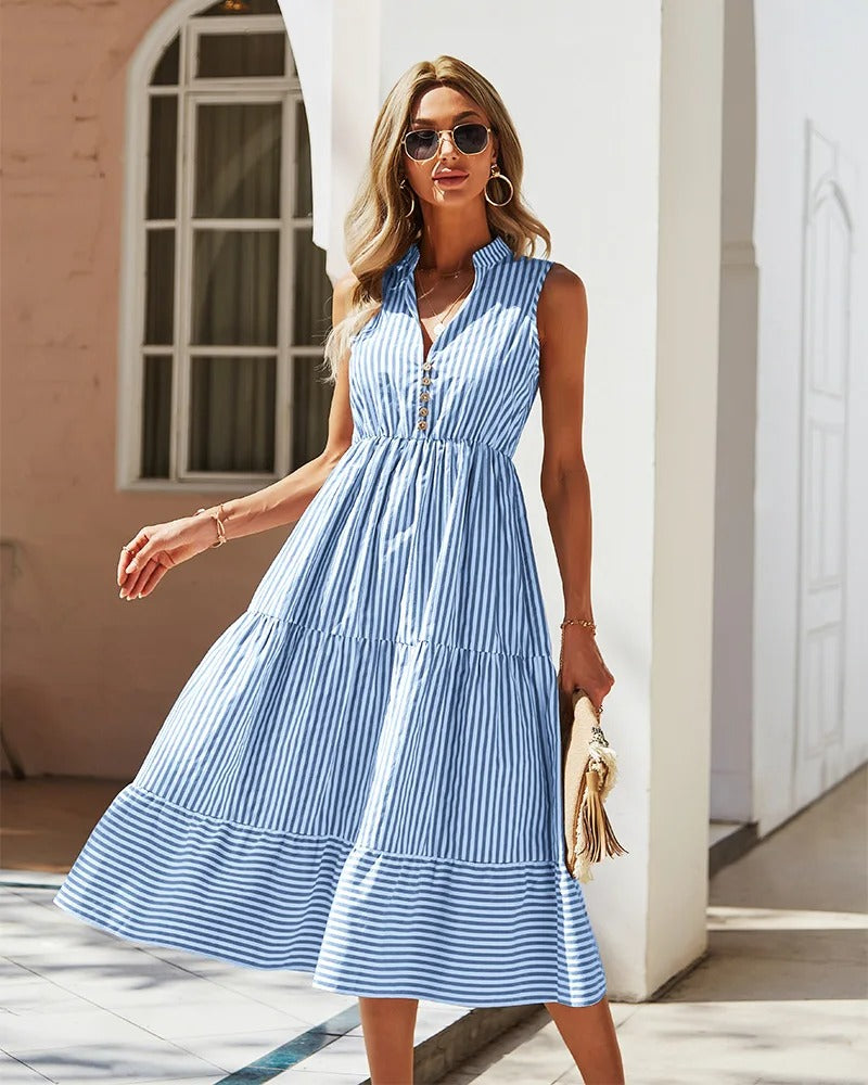 Elegant Sommerkjole med Striber til Solrige Dage