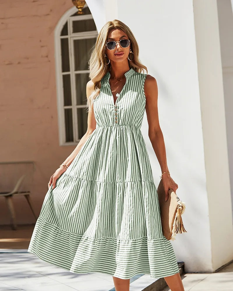 Elegant Sommerkjole med Striber til Solrige Dage