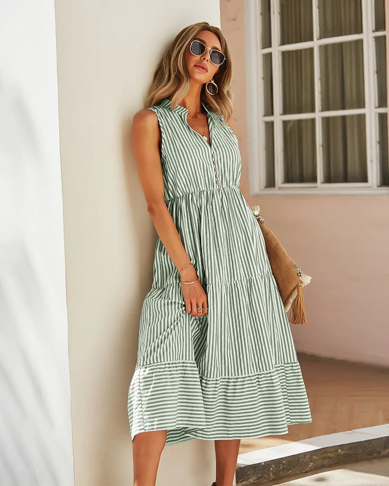 Elegant Sommerkjole med Striber til Solrige Dage