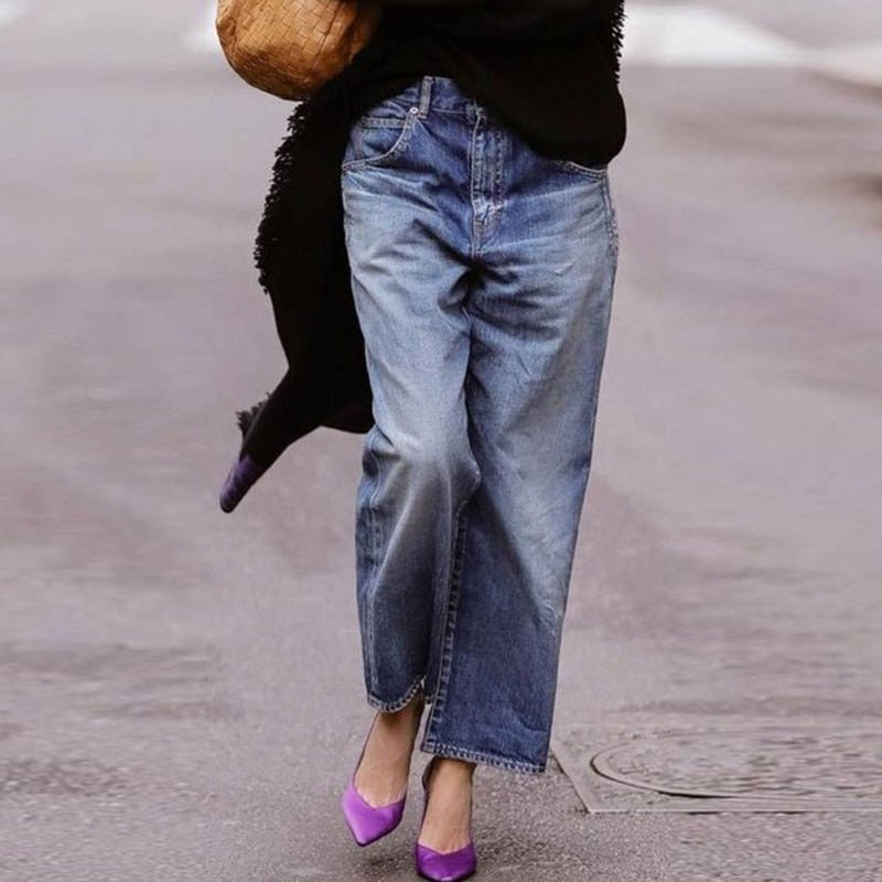 Chic Cropped Jeans med Høj Talje – Effortless Denim Elegance