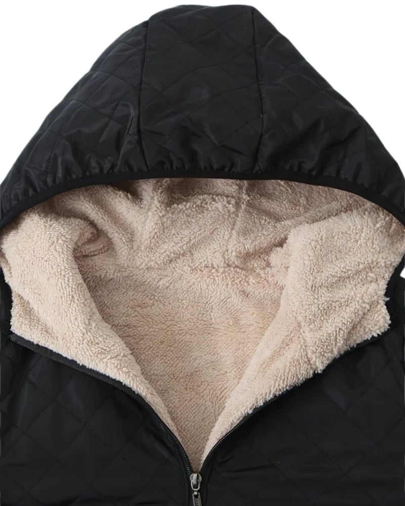 Mellemlang dame puffer vinterjakke – Glansfuld quiltet design til kolde dage