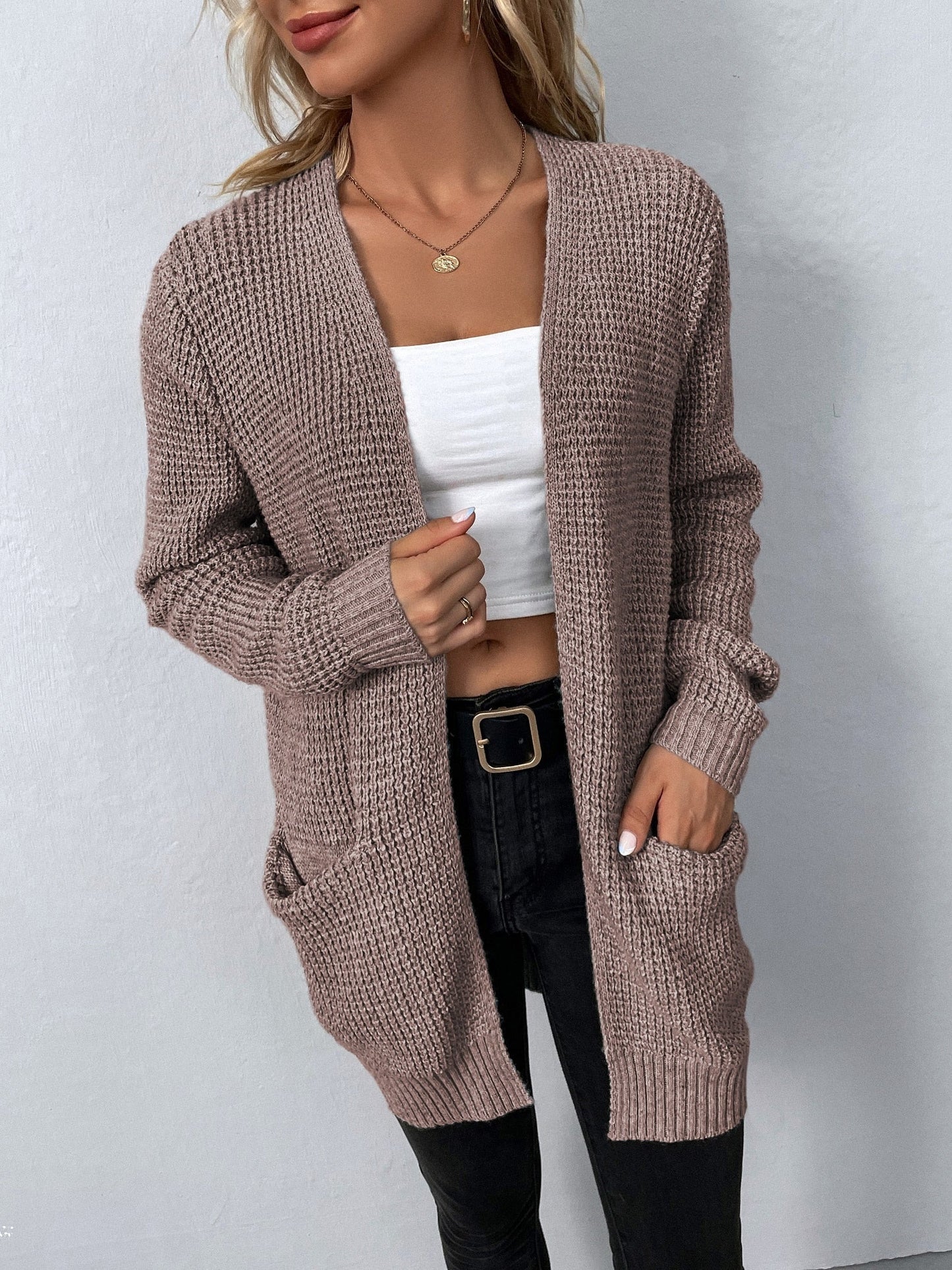 Elegant Cardigan med Blød Komfort og Åben Front