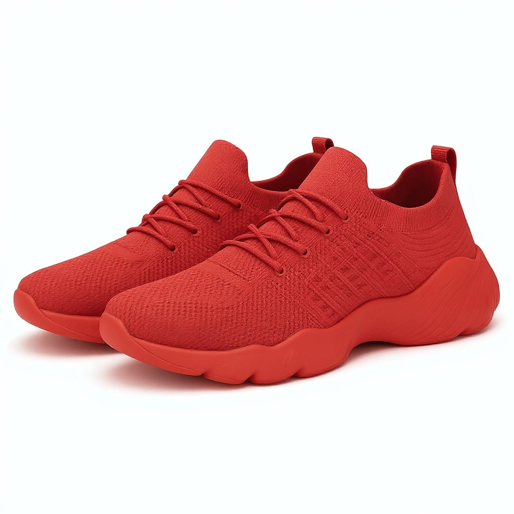 Sneakers i stickad mesh med snörning – ortopedisk design