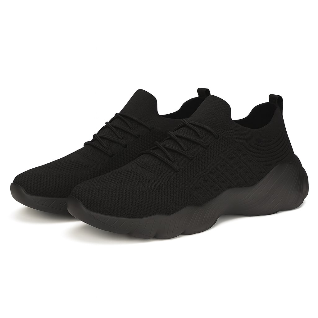 Sneakers i stickad mesh med snörning – ortopedisk design