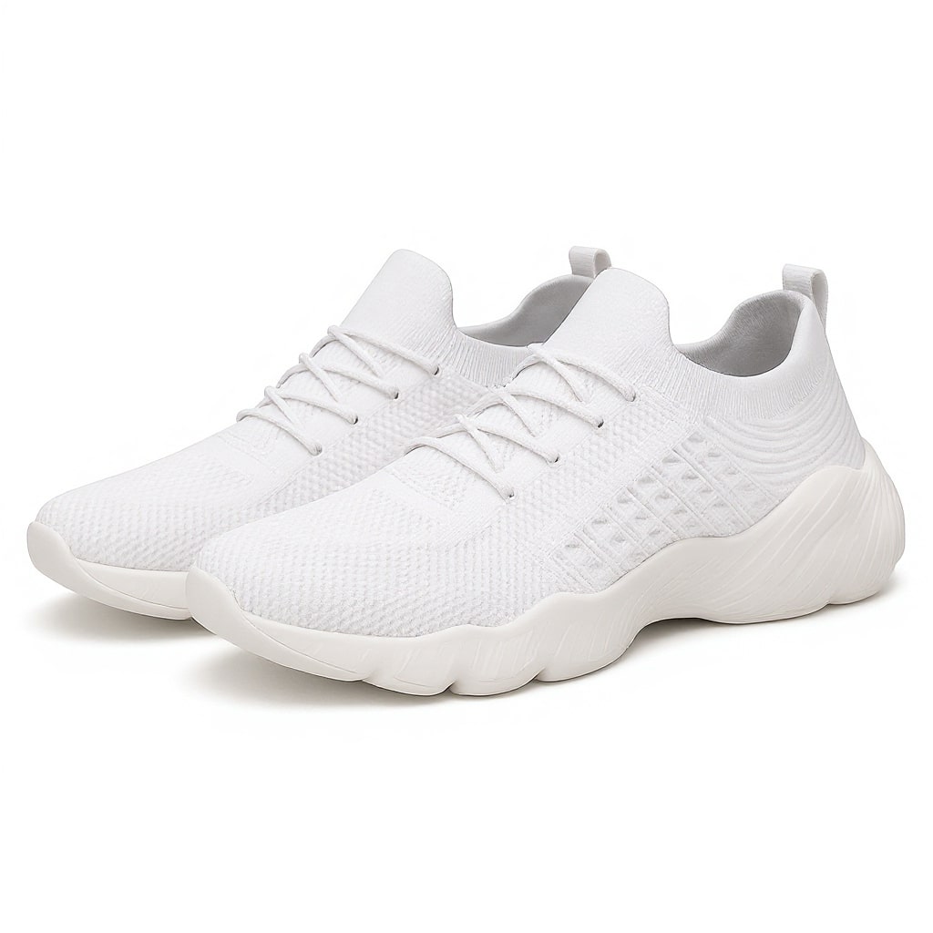 Sneakers i stickad mesh med snörning – ortopedisk design