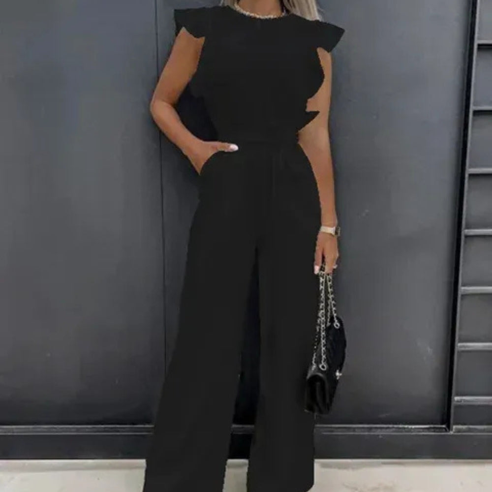 Overalls med smockærmer og vide ben - Dame jumpsuit
