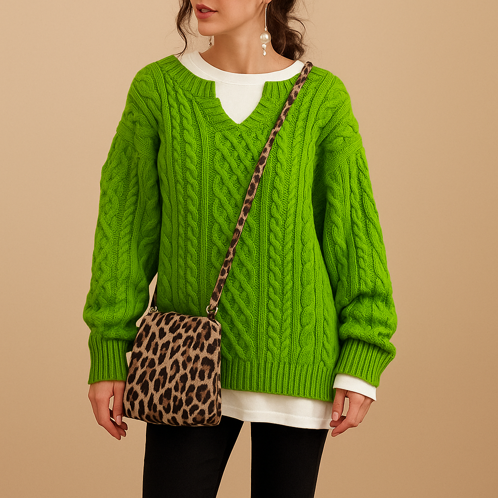 Chunky Knit Oversized Jumper til Kvinder med Rund Hals