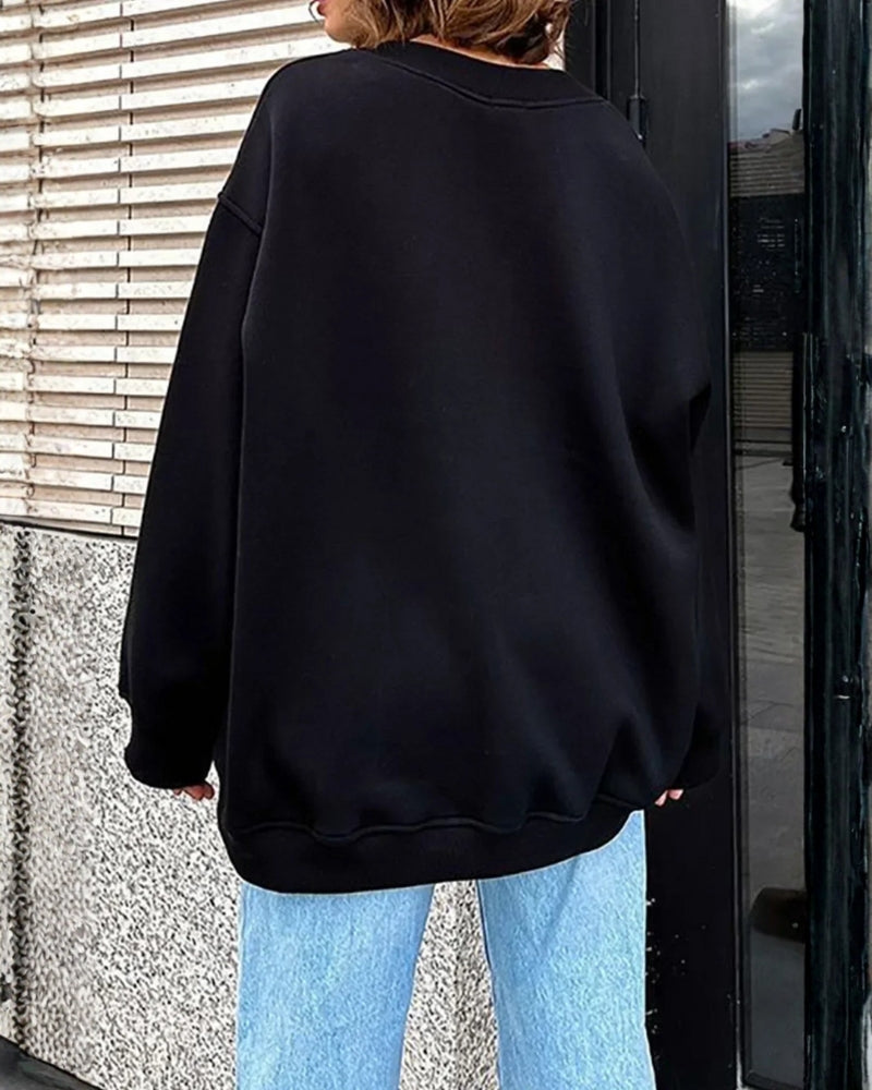 Oversized Pullover Dam – Bekväm Rundhalsad Tröja för Fritid och Vardag