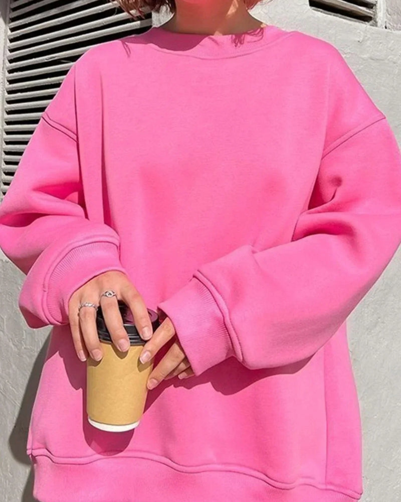 Oversized Pullover Dam – Bekväm Rundhalsad Tröja för Fritid och Vardag