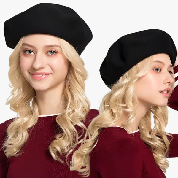 Varm og Holdbar Strikket Baskerhue i Uld til Vinter