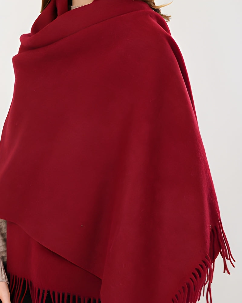 Vinter tørklæde til kvinder - Stort viklet tørklæde med kvaster