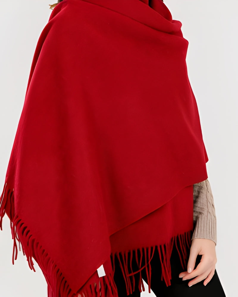 Vinter tørklæde til kvinder - Stort viklet tørklæde med kvaster