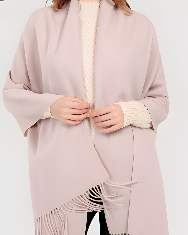 Vinter tørklæde til kvinder - Stort viklet tørklæde med kvaster