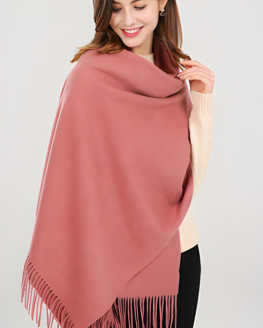 Vinter tørklæde til kvinder - Stort viklet tørklæde med kvaster