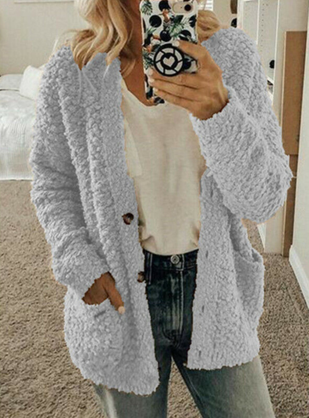 Blød Teddy Cardigan til Kvinder - Ultimativ Komfort & Varme