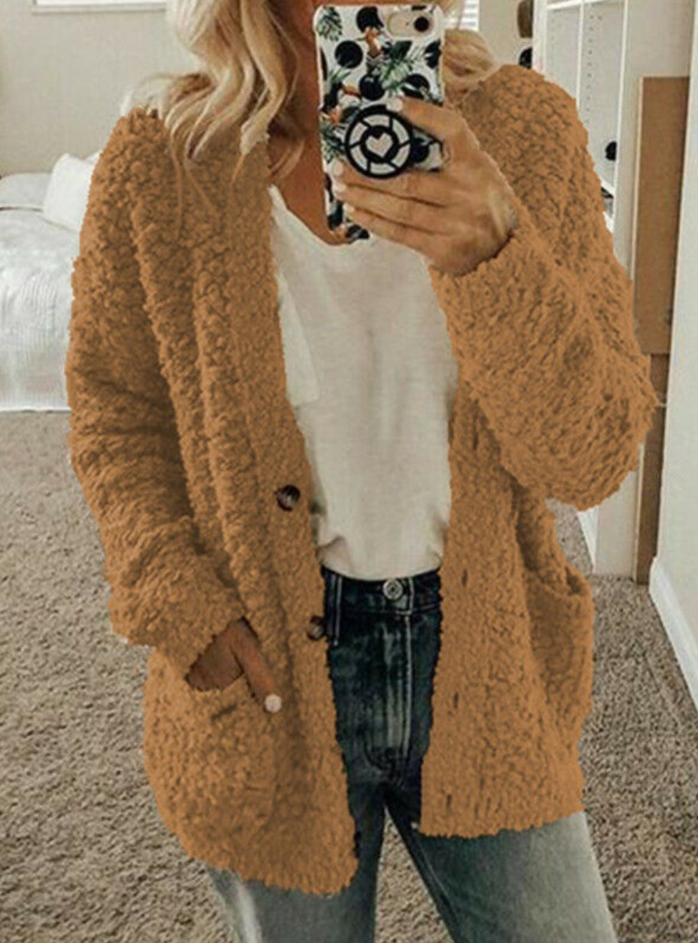 Blød Teddy Cardigan til Kvinder - Ultimativ Komfort & Varme