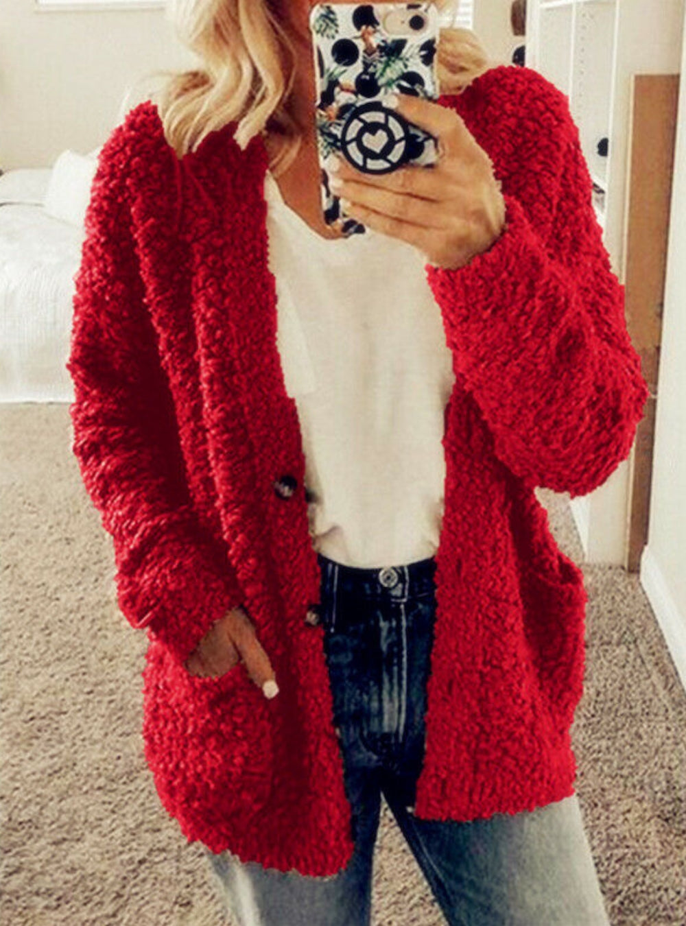 Blød Teddy Cardigan til Kvinder - Ultimativ Komfort & Varme