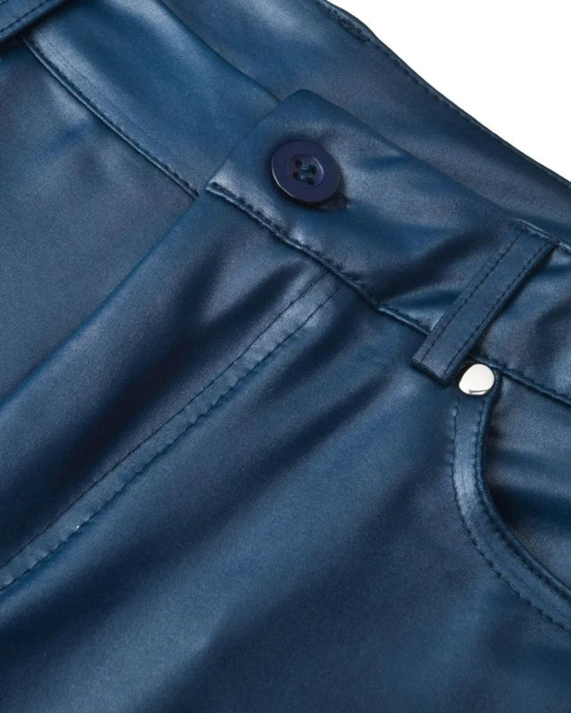 Svarta stretchbyxor i läderlook – Unisex skinny-modell för vardag eller fest