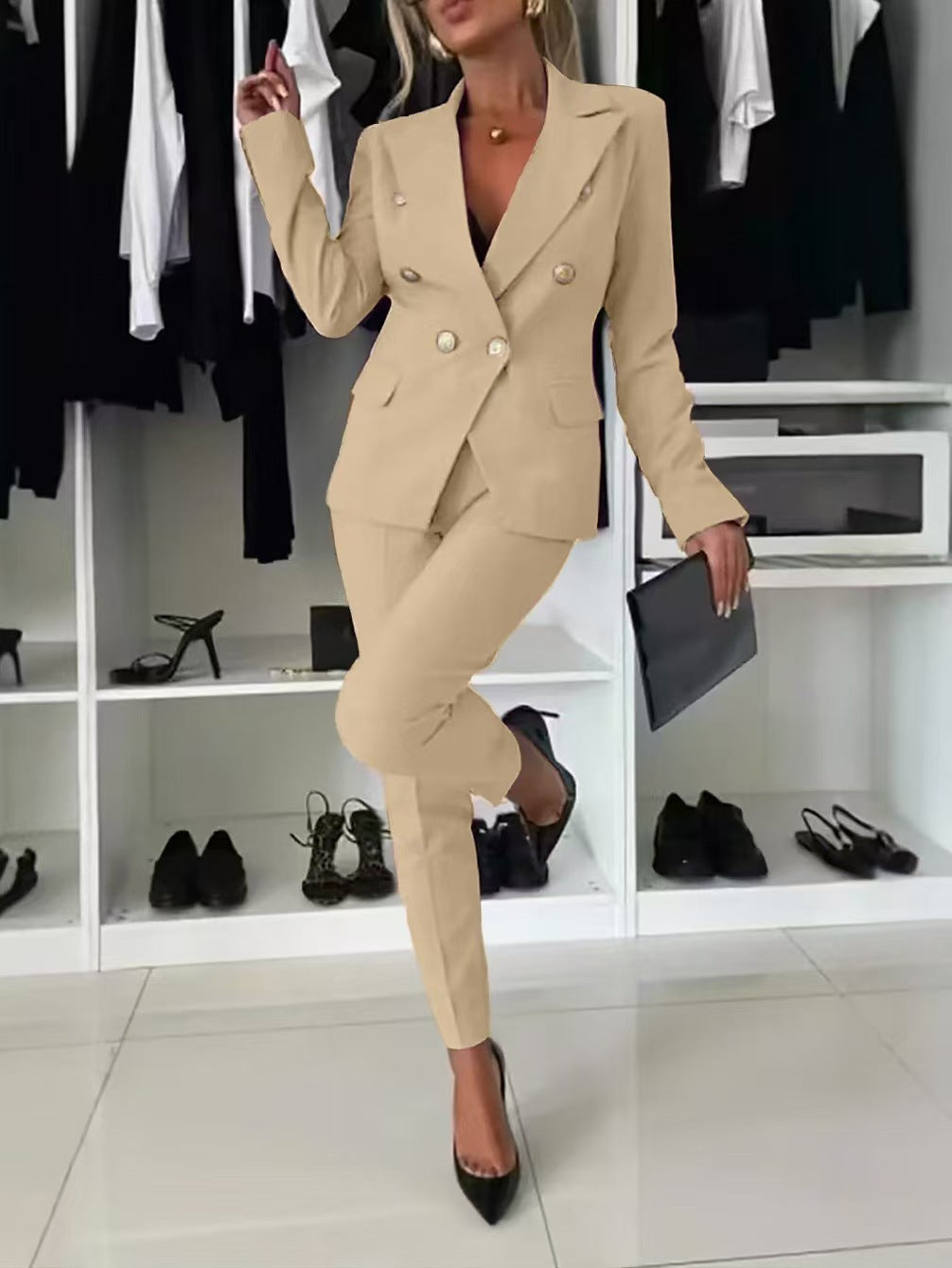 Chic Sæt med Blazer og Bukser – For Den Moderne Kvinde