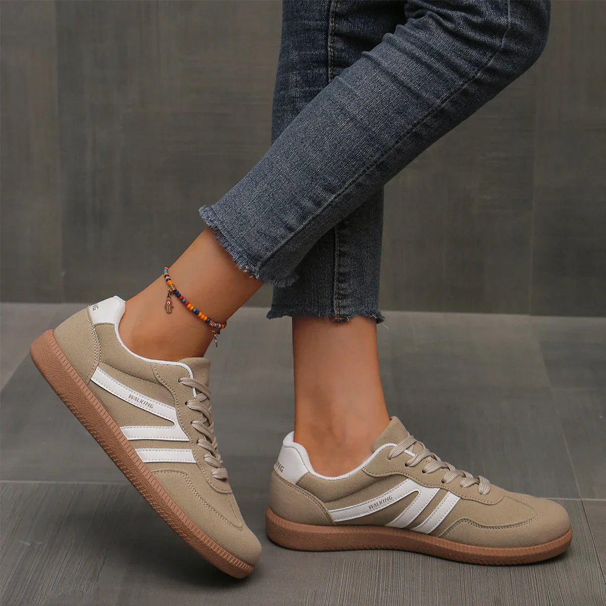 Låga Sneakers för Dam med Snörning