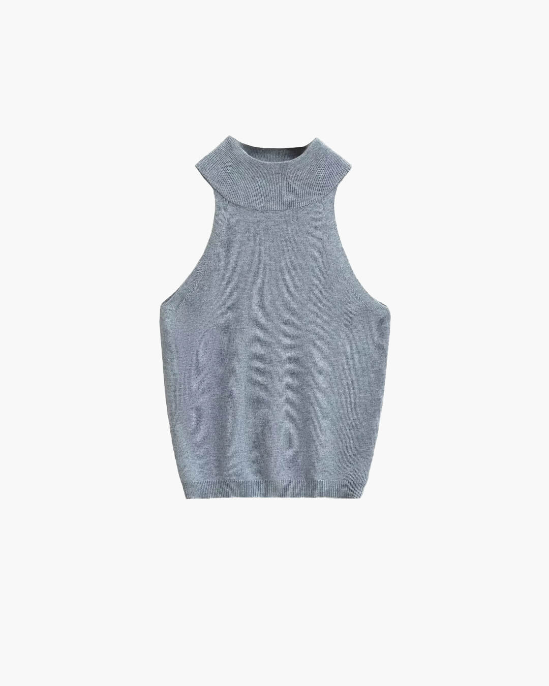 Elegant ärmlös stickad topp med hög hals