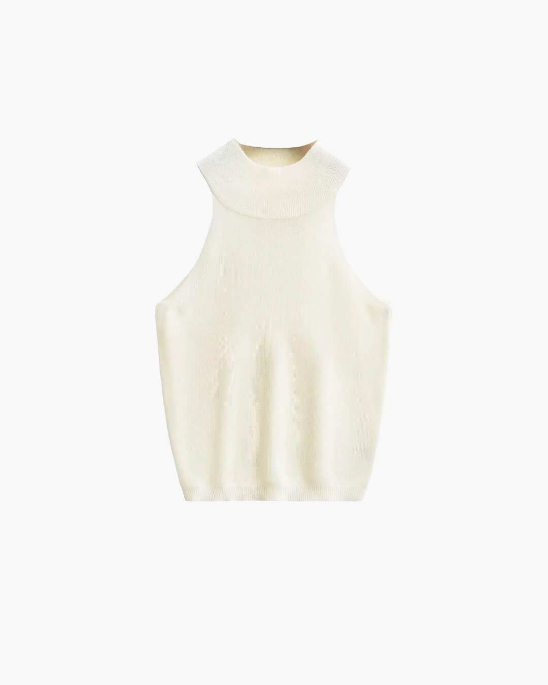 Elegant ärmlös stickad topp med hög hals