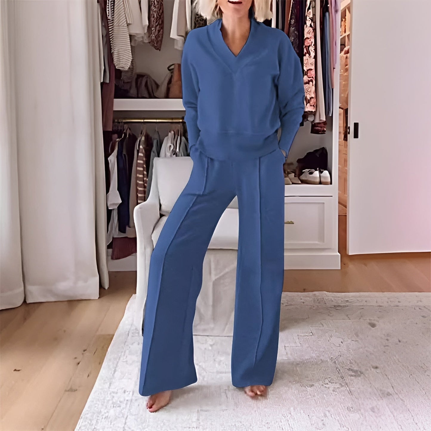 Chic Ensemble med Skjorte og Løse Bukser – Stil og Komfort