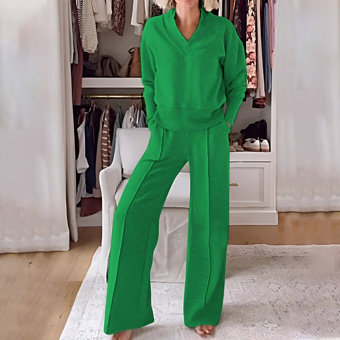 Chic Ensemble med Skjorte og Løse Bukser – Stil og Komfort