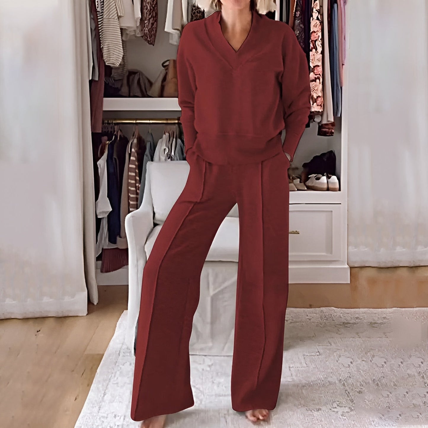 Chic Ensemble med Skjorte og Løse Bukser – Stil og Komfort