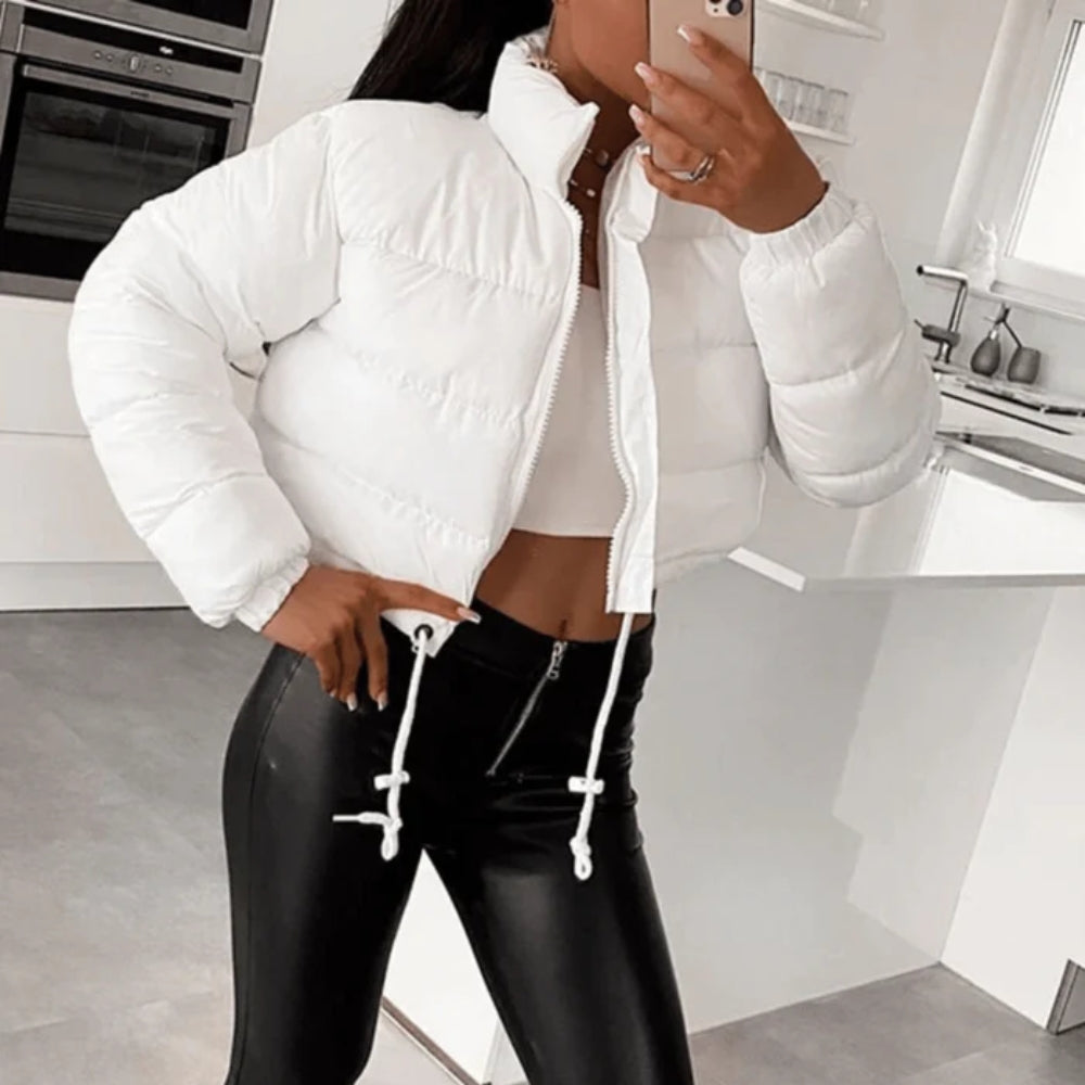 Stilfuld Lang Vinterjakke til Kvinder - Quilted Puffer med Justerbar Pasform