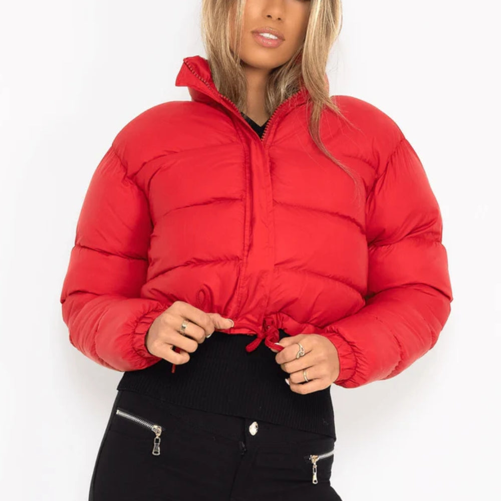 Stilfuld Lang Vinterjakke til Kvinder - Quilted Puffer med Justerbar Pasform