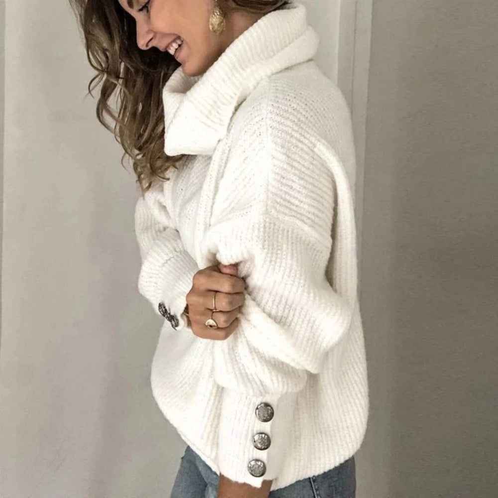 Stilren damtröja med rullkrage – Behaglig pullover med hög krage