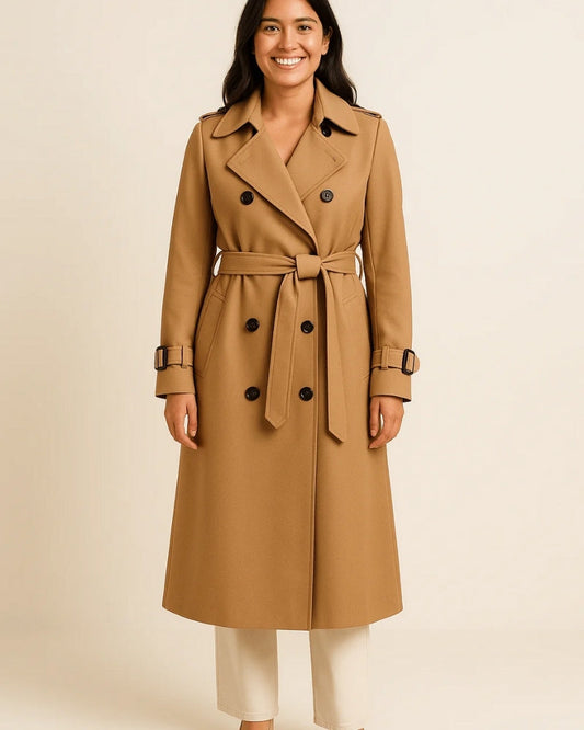 Trenchcoat Dam – Klassisk kappa med bälte och knappar för vår, höst och vinter