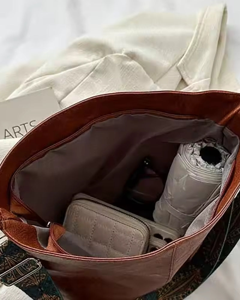 Crossbody taske til kvinder - med aftagelig, mønstret rem