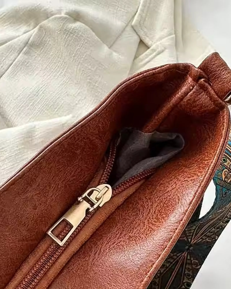 Crossbody taske til kvinder - med aftagelig, mønstret rem