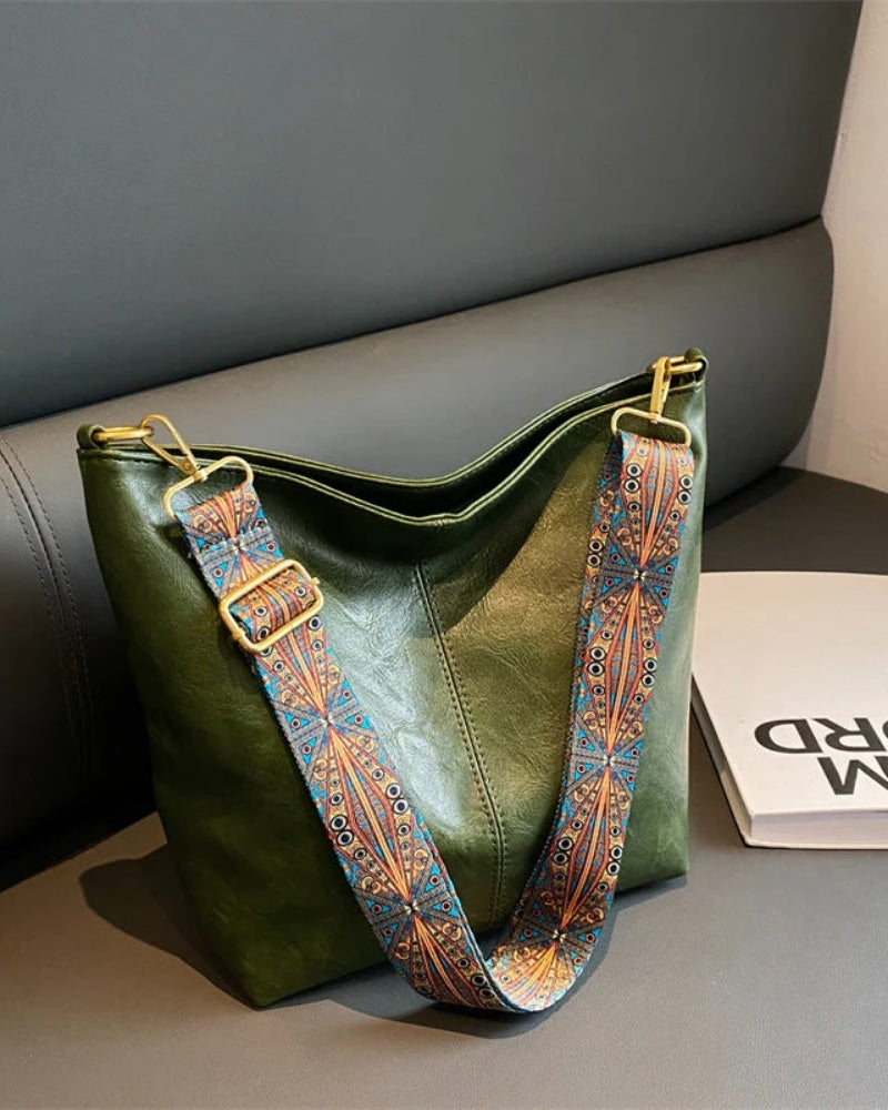 Crossbody taske til kvinder - med aftagelig, mønstret rem