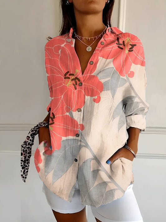 Soleil - Blommig Skjortblus med Lätthet och Stil