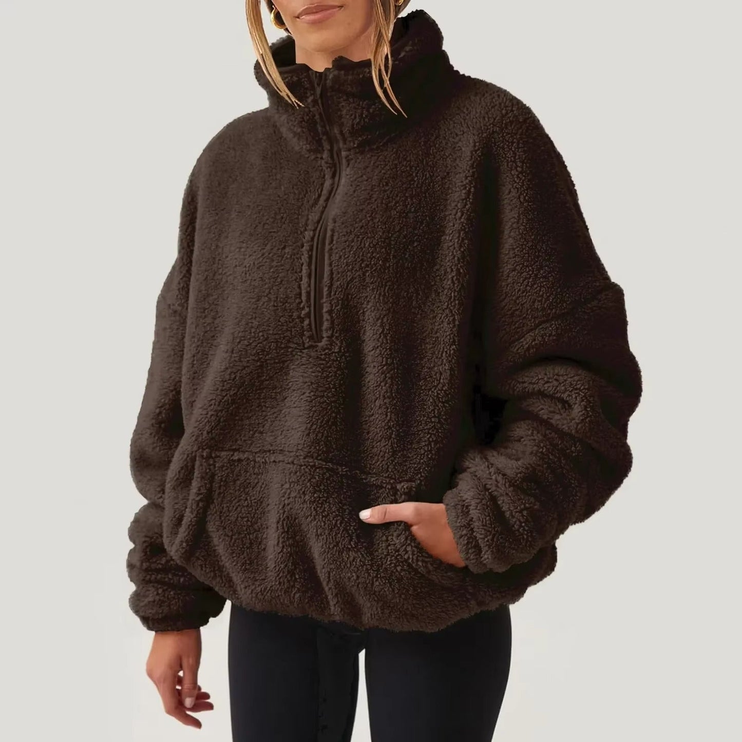 Luksuriøs Fleece Pullover med Halv-Zip til Damer