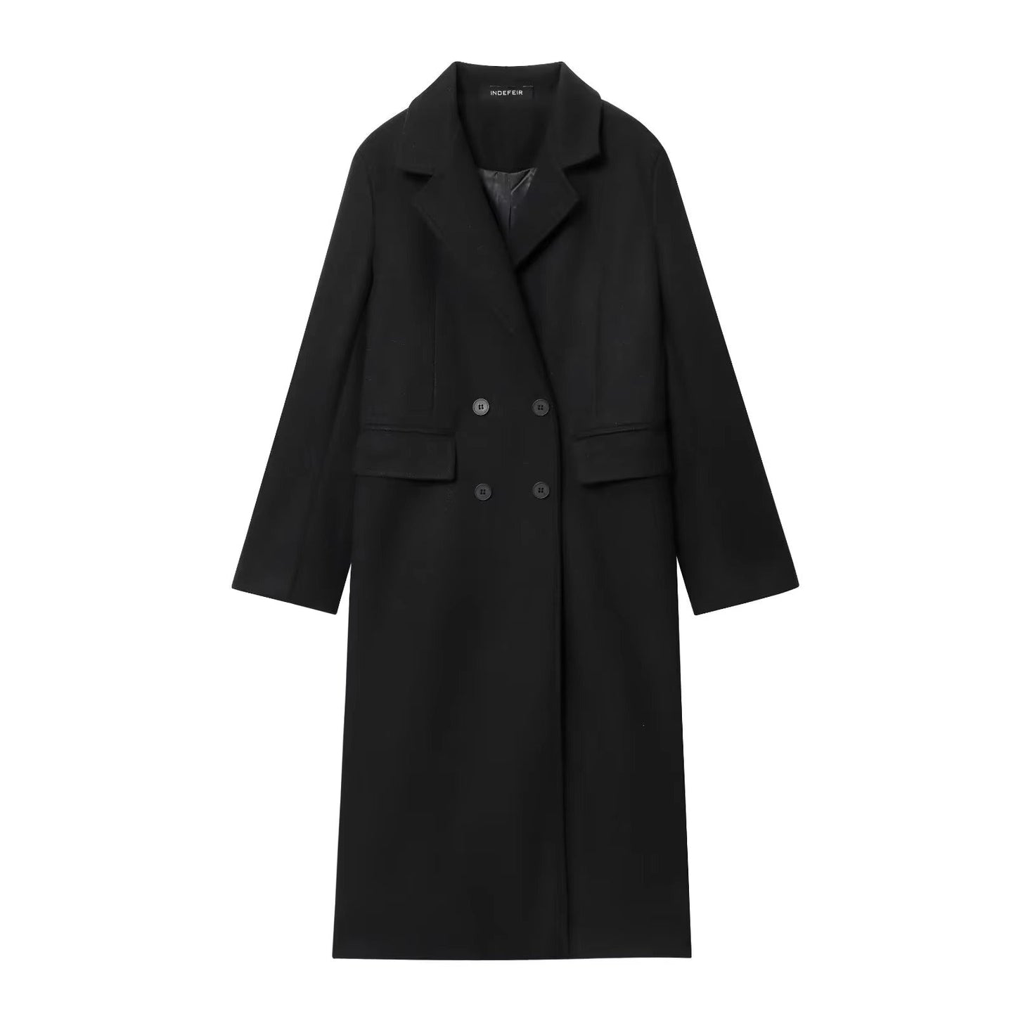Elegant Dubbelknäppt Kappa med Långa Ärmar