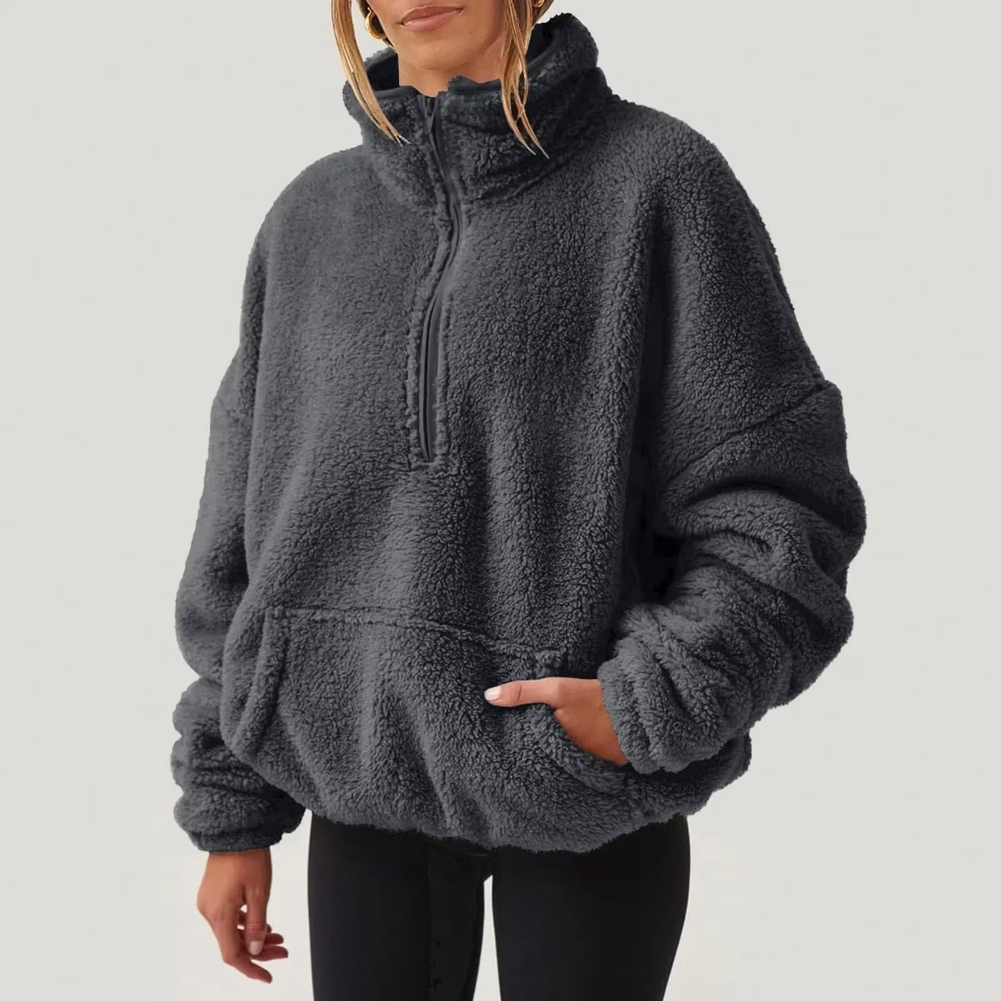 Luksuriøs Fleece Pullover med Halv-Zip til Damer