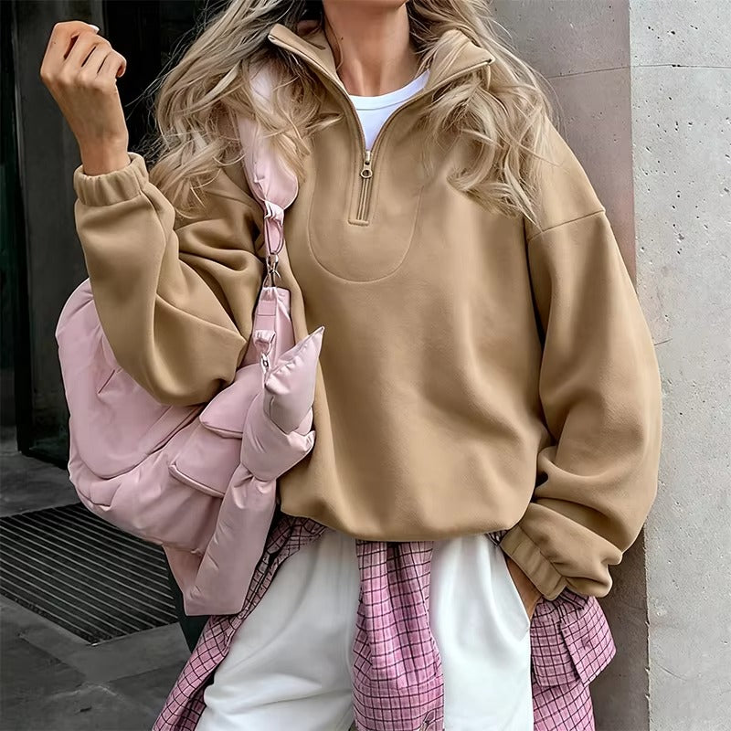 Feminint Sweatshirt med Hætte i Blush Toner