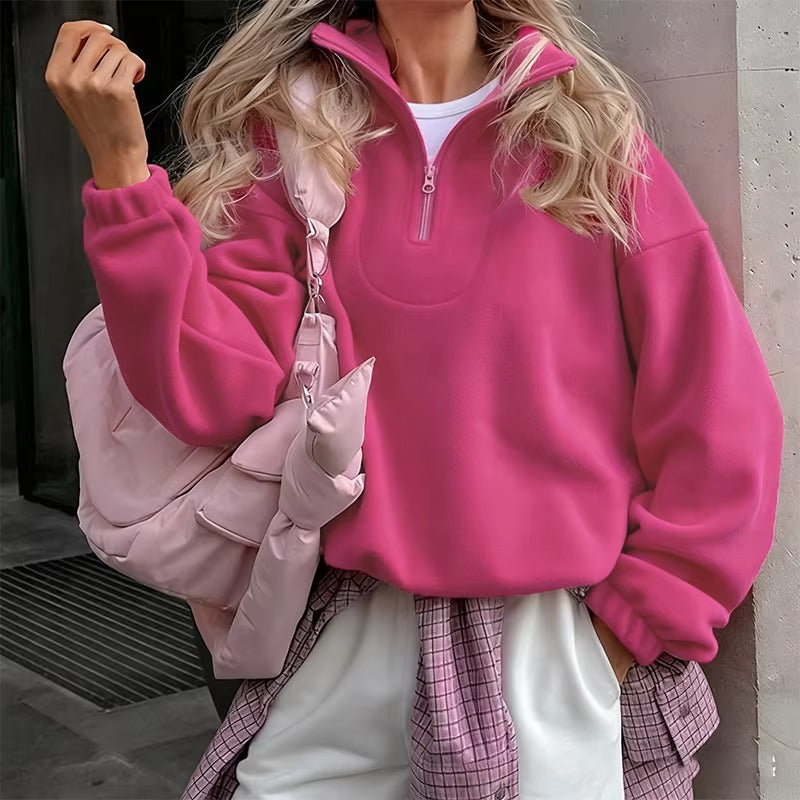 Feminint Sweatshirt med Hætte i Blush Toner