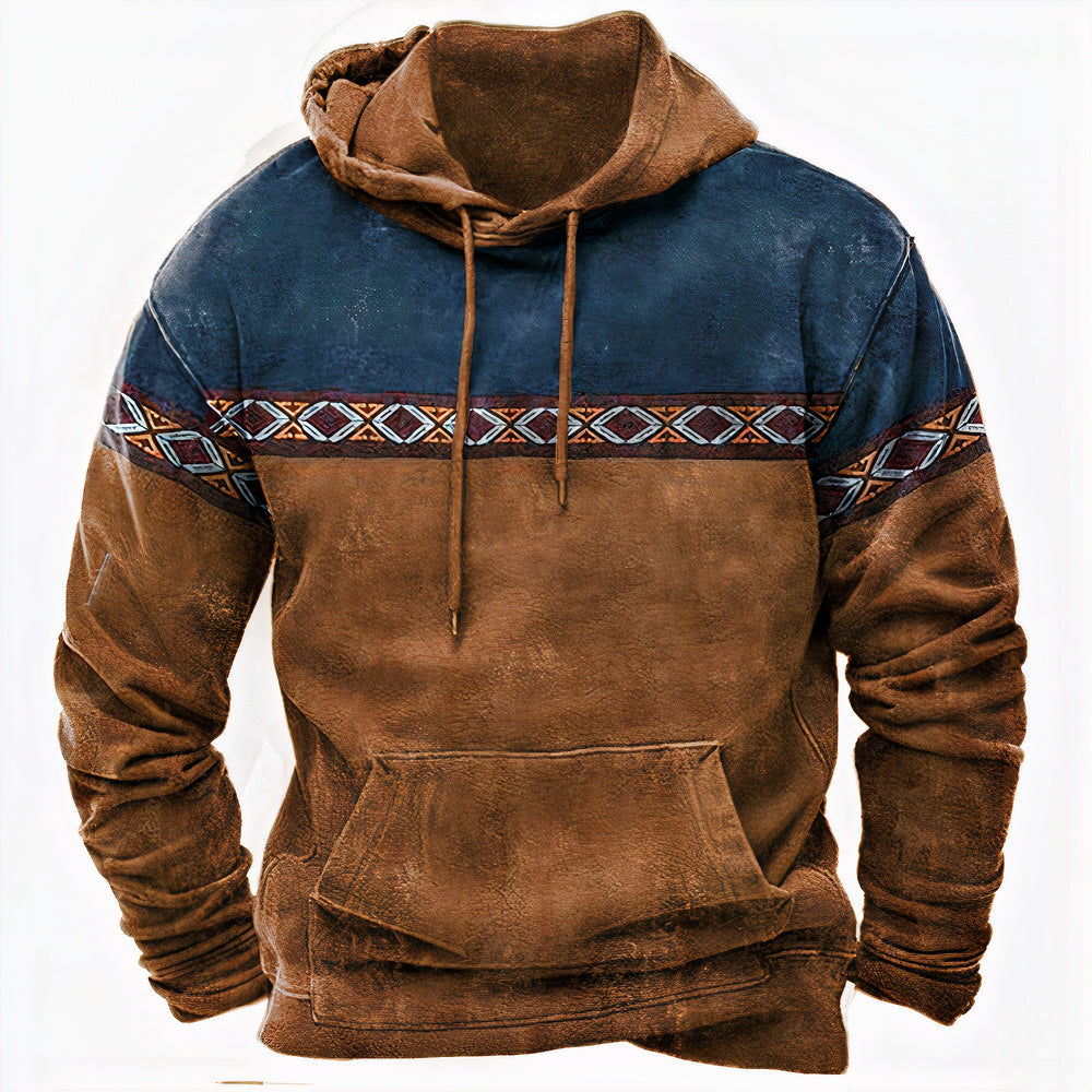 Vinter-Hoodie til Herrer med Varme og Tribal Design