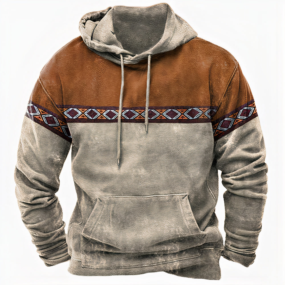Vinter-Hoodie til Herrer med Varme og Tribal Design