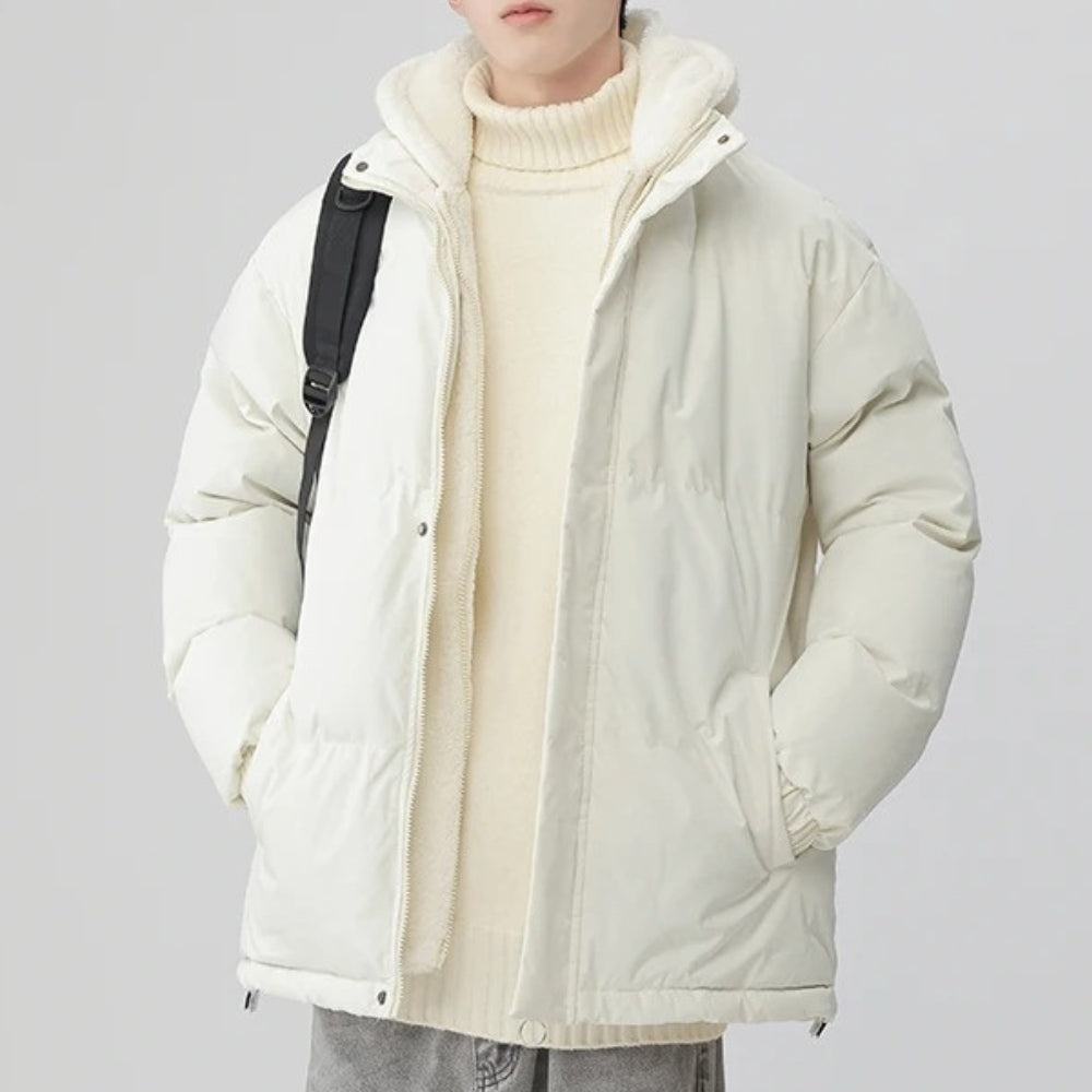 Varmende, skinnende puffer-vinterjakke til damer – med isolering og hætte