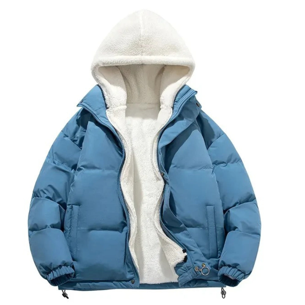 Varmende, skinnende puffer-vinterjakke til damer – med isolering og hætte