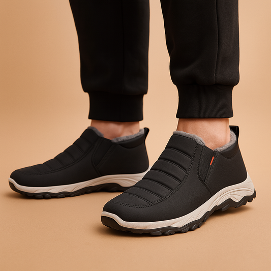 Varme mænds vinterstøvler med slip-on design og pelsforing